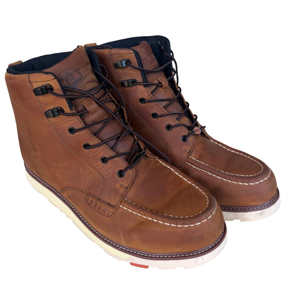 Brunt Marin Work Boots Mens 14 Brown Leather Waterproof Moc Toe ASTM F2892-18 EH